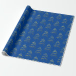 Papel De Regalo Resumen Sparkling Gold, Blue Christmas Tree<br><div class="desc">Este dibujo bonito y abstracto de un árbol de Navidad en Relieve metalizado brillante de oro simulado es una expresión elegante de las vacaciones en este hermoso papel de envoltura. El diseño es sencillo: una espiral brillante de oro sobre un fondo azul profundo, en forma de pino, con estrellas diminutas...</div>