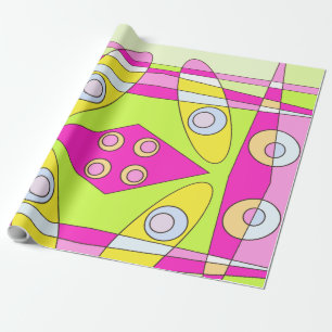 Papel De Regalo Resumen Surfing Bright Pink Green Bubblegegum