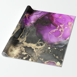 Papel De Regalo Resumen único de arte rosa morado de oro negro