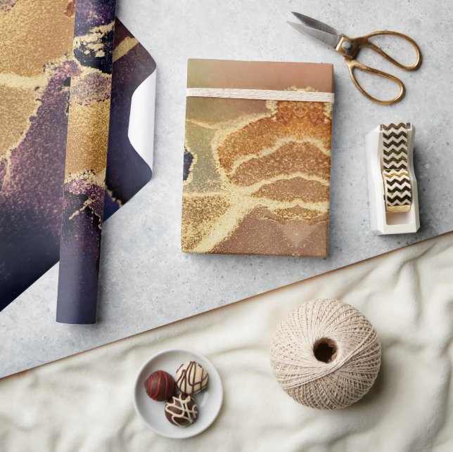 Papel De Regalo Resumen único de Gold Purple Brown (Artesanía)