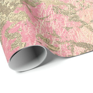 Papel De Regalo Resumen urbano de Pink Lux Gold Marble Pastel Unic