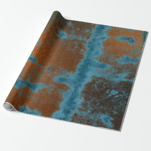 Papel De Regalo Resumen Urbano Grungy de Copper Blue Patina Metáli