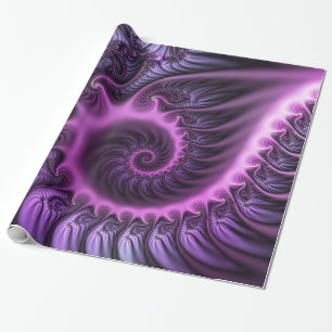 Papel De Regalo Resumen Vivid Guay Pink Purple Fractal Art Spiral