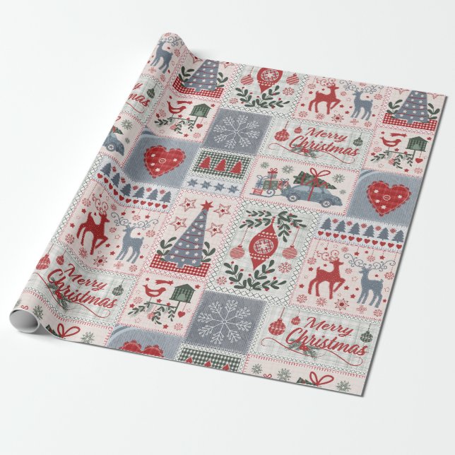 Papel De Regalo retazos de navidades (Desenrollado)