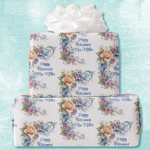 Papel De Regalo Retiro o mensaje de cumpleaños Añadir nombre flora