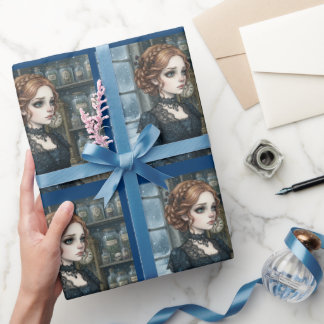 Papel De Regalo Retrato de bruja de la botica gótica victoriana