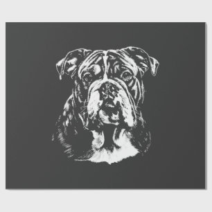 Papel De Regalo Retrato de Bulldog Inglés Ropa Minimalista