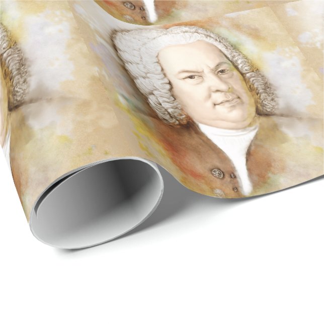 Papel De Regalo Retrato de Johann Sebastian Bach en beige (Esquina del rollo)