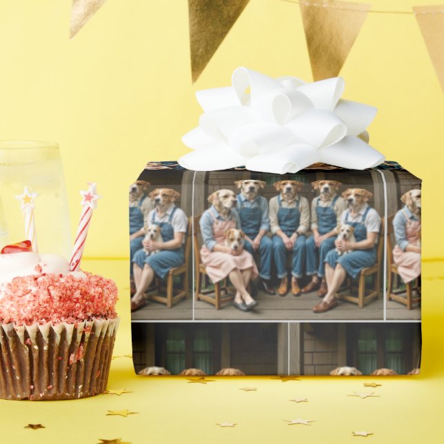 Papel De Regalo Retrato de la familia de perros honrados en un por (Fiesta de cumpleaños )