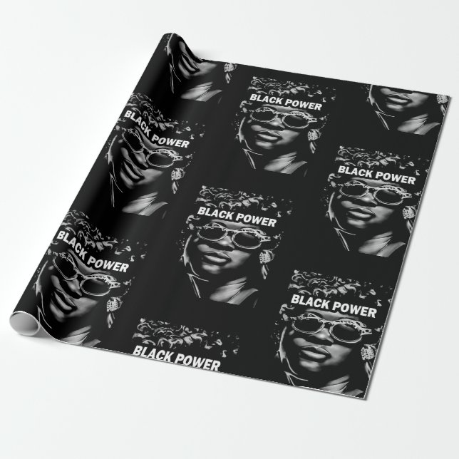 Papel De Regalo Retrato de mujer afrobella de poder negro (AI+huma (Desenrollado)