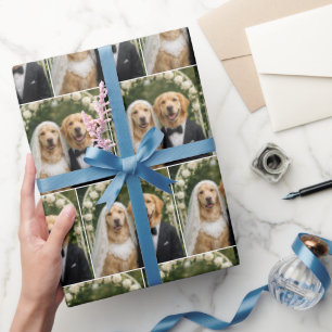 Papel De Regalo Retrato de novia y novio Golden Retriever