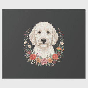 Papel De Regalo Retrato de perro floral corona botánica