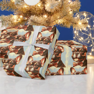 Papel De Regalo Retrato de pintura de Bulldog francés vintage