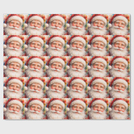 Papel De Regalo Retrato de Santa Claus en Navidad Alegre 