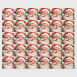 Papel De Regalo Retrato de Santa Claus en Navidad Alegre