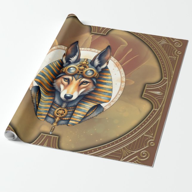 Papel De Regalo Retrato de Steampunk Anubis Fox (Desenrollado)