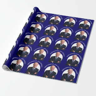 Papel De Regalo Retrato del presidente Joe Biden sobre el azul