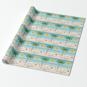Papel De Regalo Retriever Dorado Crema en una Playa Tropical de Ve