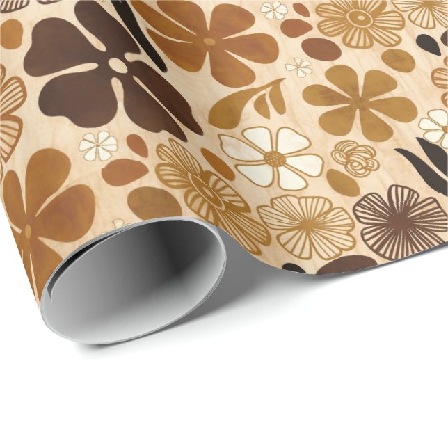 Papel De Regalo Retro 1970s Floral Graphic (Esquina del rollo)