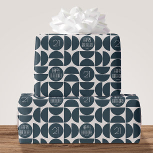 Papel De Regalo Retro 21 de cumpleaños moderno de mediados del sig