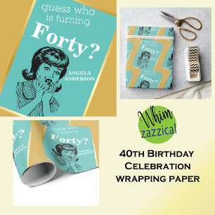 Papel De Regalo Retro 40 cumpleaños 🎁 Fiesta de mujer
