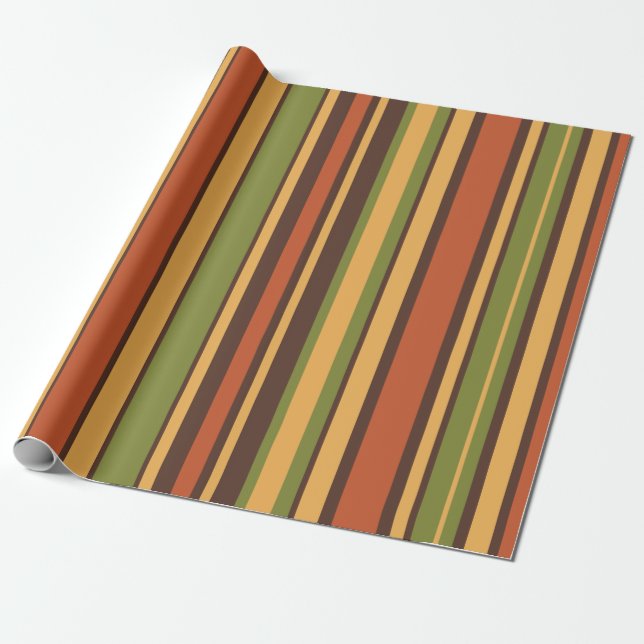 Papel De Regalo Retro 50 años 60 70 Stripes Naranja Aguacate Brown (Desenrollado)