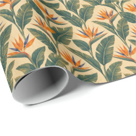 Papel De Regalo Retro 70s Bird of Paradise Tropical Wrapping Paper