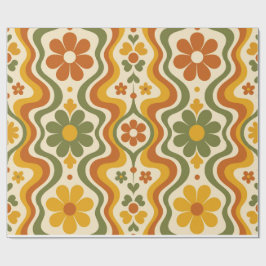 Papel De Regalo  Retro 70s Floral Wrapping Paper Pattern