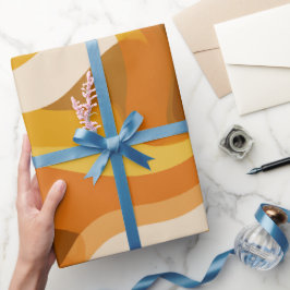 Papel De Regalo Retro 70s Orange Mustard Wave Abstract Pattern