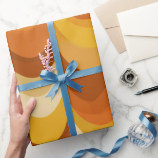 Papel De Regalo Retro 70s Orange Mustard Wave Abstract Pattern