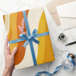 Papel De Regalo Retro 70s Orange Mustard Wave Abstract Pattern