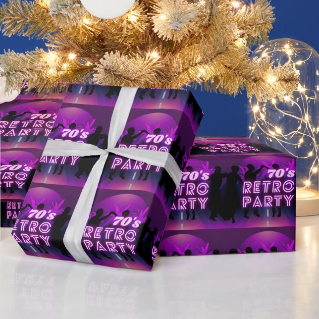 Papel De Regalo Retro 80 Disco Dance Fiesta Neon Purple Funky (Vacaciones)