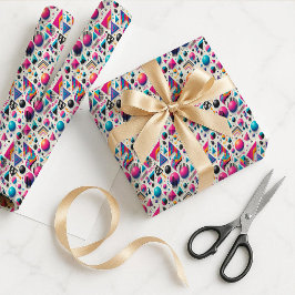 Papel De Regalo Retro 90s Memphis Geometric Neon Gift Wrap Paper