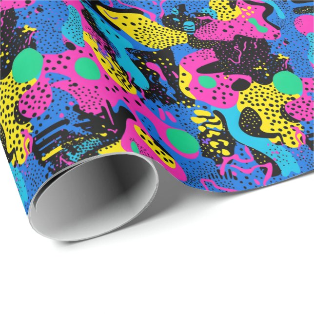 Papel De Regalo Retro 90s tiled pattern party  (Esquina del rollo)