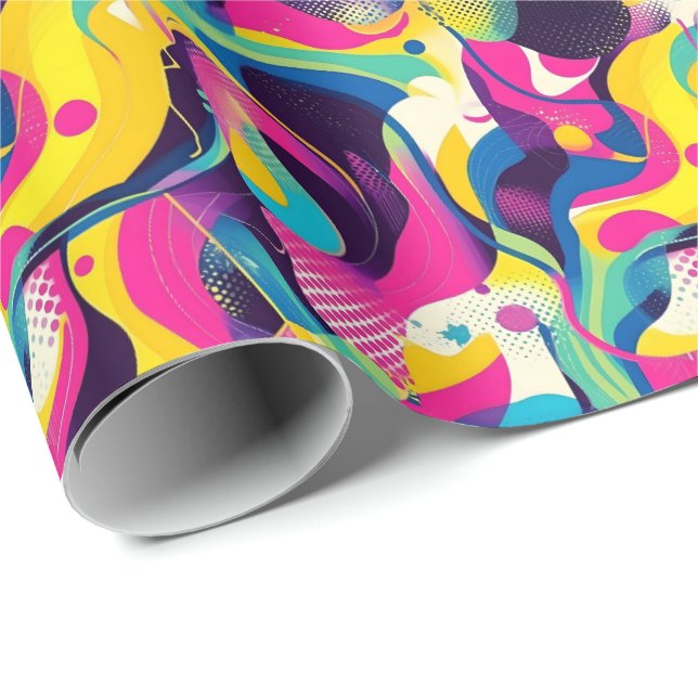 Papel De Regalo Retro 90s tiled pattern party  (Esquina del rollo)