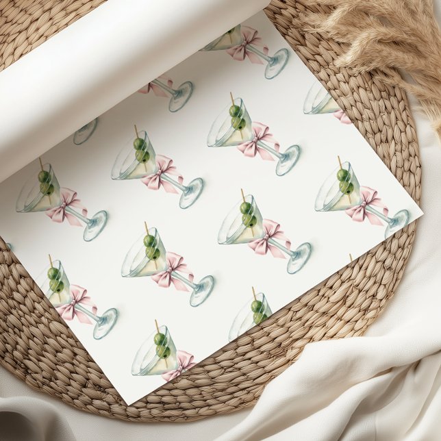 Papel De Regalo Retro A Tini One Martini Pink Bow Girl Baby Shower (Subido por el creador)