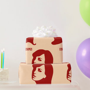 Papel De Regalo Retro Arte de Ilustracion Minimalista de los años