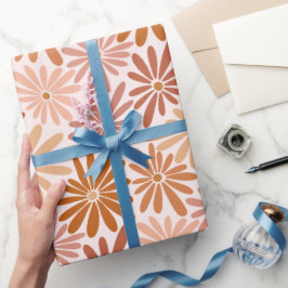 Papel De Regalo Retro Brownish Daisy