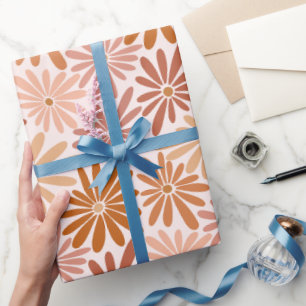 Papel De Regalo Retro Brownish Daisy