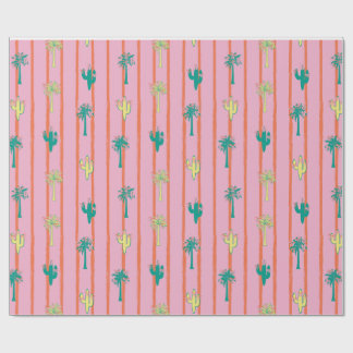 Papel De Regalo Retro Cactus & Palm Trees Gift Wrap Paper