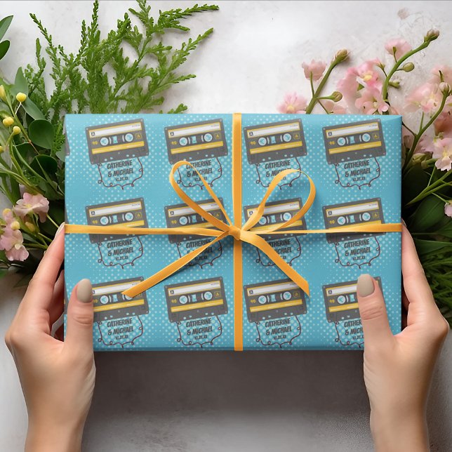 Papel De Regalo Retro Cassette Tape Pop Art Comic Book Boda (Subido por el creador)