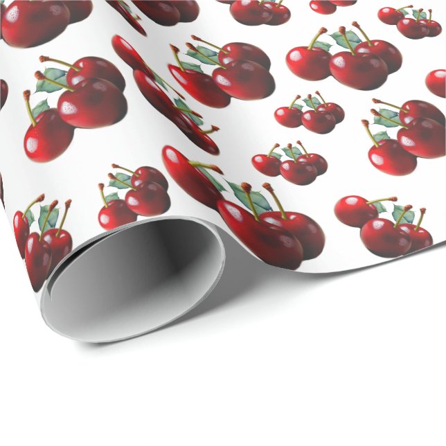 Papel De Regalo Retro Cherries fresh picked  (Esquina del rollo)