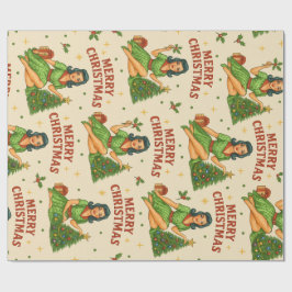 Papel De Regalo Retro Christmas Pin-Up Wrapping Paper 