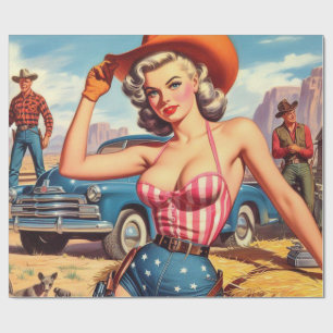 Papel De Regalo Retro Cowgirl Pin