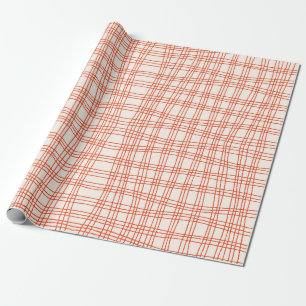 Papel De Regalo Retro Cuadrícula Naranja Quemada Dibujada a Mano