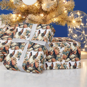 Papel De Regalo Retro Cute Floral Bull Terrier