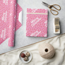 Papel De Regalo Retro Cute Rosa Feliz Navidad