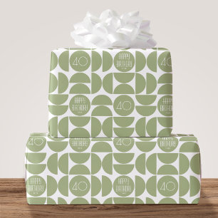 Papel De Regalo Retro de cumpleaños moderno de mediados de siglo 4