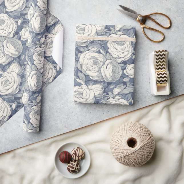 Papel de regalo retro de flor de rosa radiante (Artesanía)