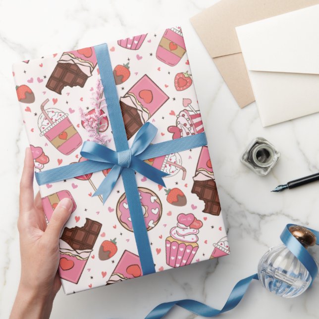 Papel de Regalo Retro de San Valentín de Delicias  (Regalar)